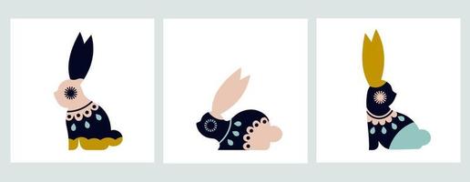 un conjunto de conejos decorativos. diseño de vectores populares. cartel para la guardería