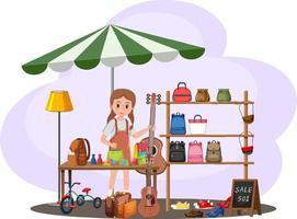 Flea market concept with clothes shop vector