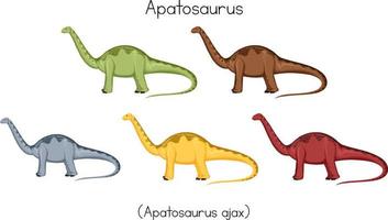 apatosaurio en diferentes colores vector