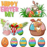 Easter theme with bunny and eggs vector