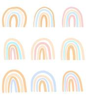 Rainbow boho set. Abstract kids illustration, boho child design, rainbow clipart. vector