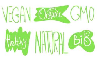 Vector Ecology icon set of organic food labels.
