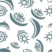 Vector Seamless pattern with magic symbols, runes and stars in boho style.