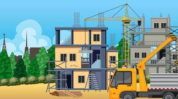 Building construction site scene vector