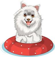 Cute puppy dog  in rubber ring vector