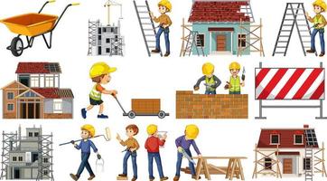 Set of construction site objects vector