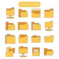 yellow folder and archive file icons vector