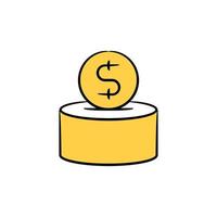 dollar saving box icon yellow theme illustration vector