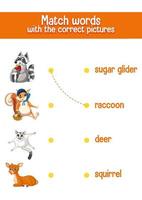 Worksheet design for matching words vector