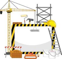 Empty banner with construction objects and elements vector