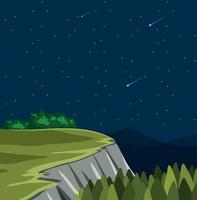 Scene with shooting stars in sky vector