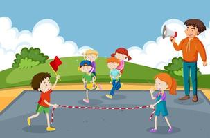 Kids doing physical activity vector