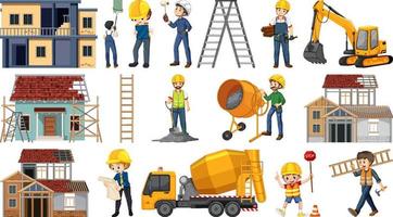 Set of construction site objects vector