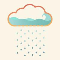 retro style illustration of clouds filled with water and raining vector