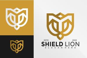 letra y escudo rey león logo diseño vector ilustración plantilla