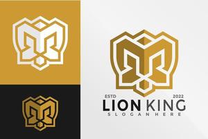 plantilla de ilustración vectorial de diseño de logotipo de rey león letra m vector