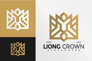 Luxury Lion crown Logo Design Vector illustration template