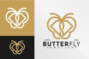 Butterfly Diamond Jewellery Logo Design Vector illustration template