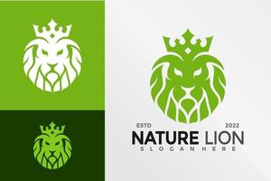 Nature Lion King Logo Design Vector illustration template
