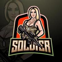 Women soldier esport logo. mascot design