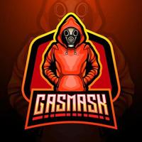 diseño de la mascota del logotipo de la máscara de gas esport vector