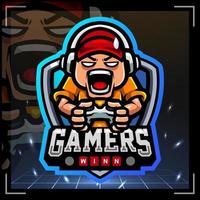 Gamer kids mascot. esport logo design vector