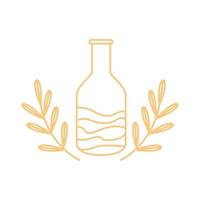 line bottle with olive oil leaf logo design, vector graphic symbol icon illustration creative idea