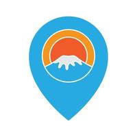 mountain fuji with pin map location logo design, vector graphic symbol icon illustration creative idea