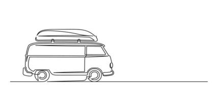 Continuous one line drawing of a trip van vector