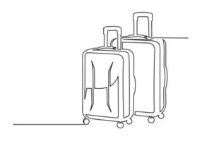 Continuous one line drawing of an suitcases vector