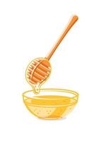 Glass capacity and spoon with drops of honey