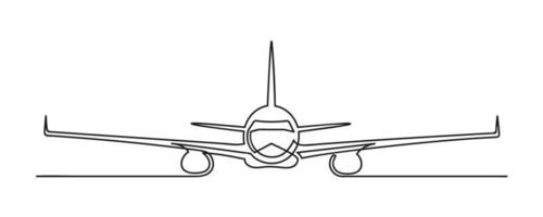 Continuous drawing of one line of an airplane vector