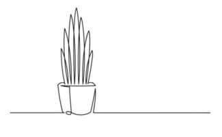 Continuous one line drawing of a flower in a pot vector