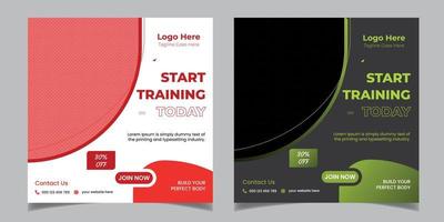 Gym and Fitness Corporate Square Flyer Social Media Post Banner Design Template vector