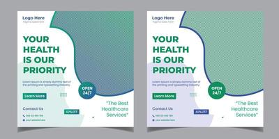 Medical Healthcare Corporate Square Flyer Social Media Post Banner Design Template vector