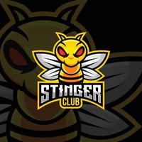 stinger bee mascot cartoon e-sports gaming logo vector illustration