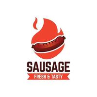 hot sausage barbeque vector logo