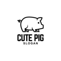cute pig outline vector logo