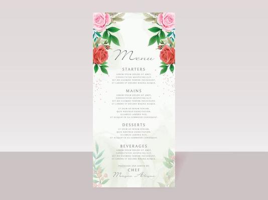 romantic red and pink flowers wedding invitations card template