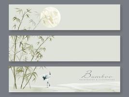 Elegant background set with bamboo hand drawn vector