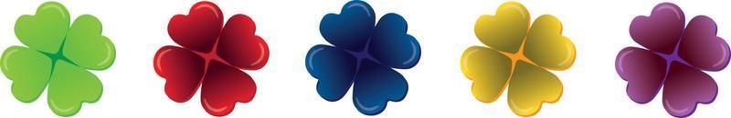 Colored Shamrocks on white background. Vector