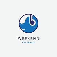 Illustration of head dog use headphone. Design logo pet music concept. vector