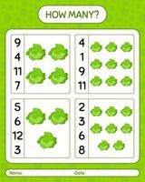 How many counting game with cabbage. worksheet for preschool kids, kids activity sheet, printable worksheet vector