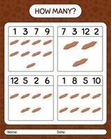 How many counting game with sweet potato. worksheet for preschool kids, kids activity sheet, printable worksheet vector