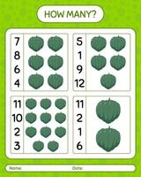 How many counting game with acorn squash. worksheet for preschool kids, kids activity sheet, printable worksheet vector