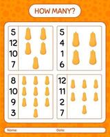 How many counting game with squash. worksheet for preschool kids, kids activity sheet, printable worksheet vector