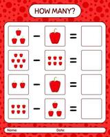 How many counting game with bell pepper. worksheet for preschool kids, kids activity sheet, printable worksheet vector