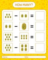 How many counting game with delicata squash. worksheet for preschool kids, kids activity sheet, printable worksheet vector