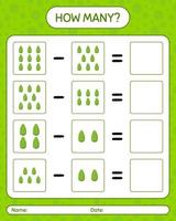 How many counting game with chayote. worksheet for preschool kids, kids activity sheet, printable worksheet vector