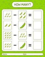 How many counting game with bitter melon. worksheet for preschool kids, kids activity sheet, printable worksheet vector